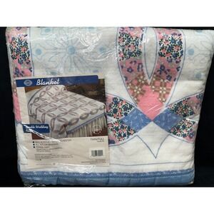 Vtg Beacon Blanket Double Wedding Rings Twin/Full 72x90 Cottage Core Cabin NOS